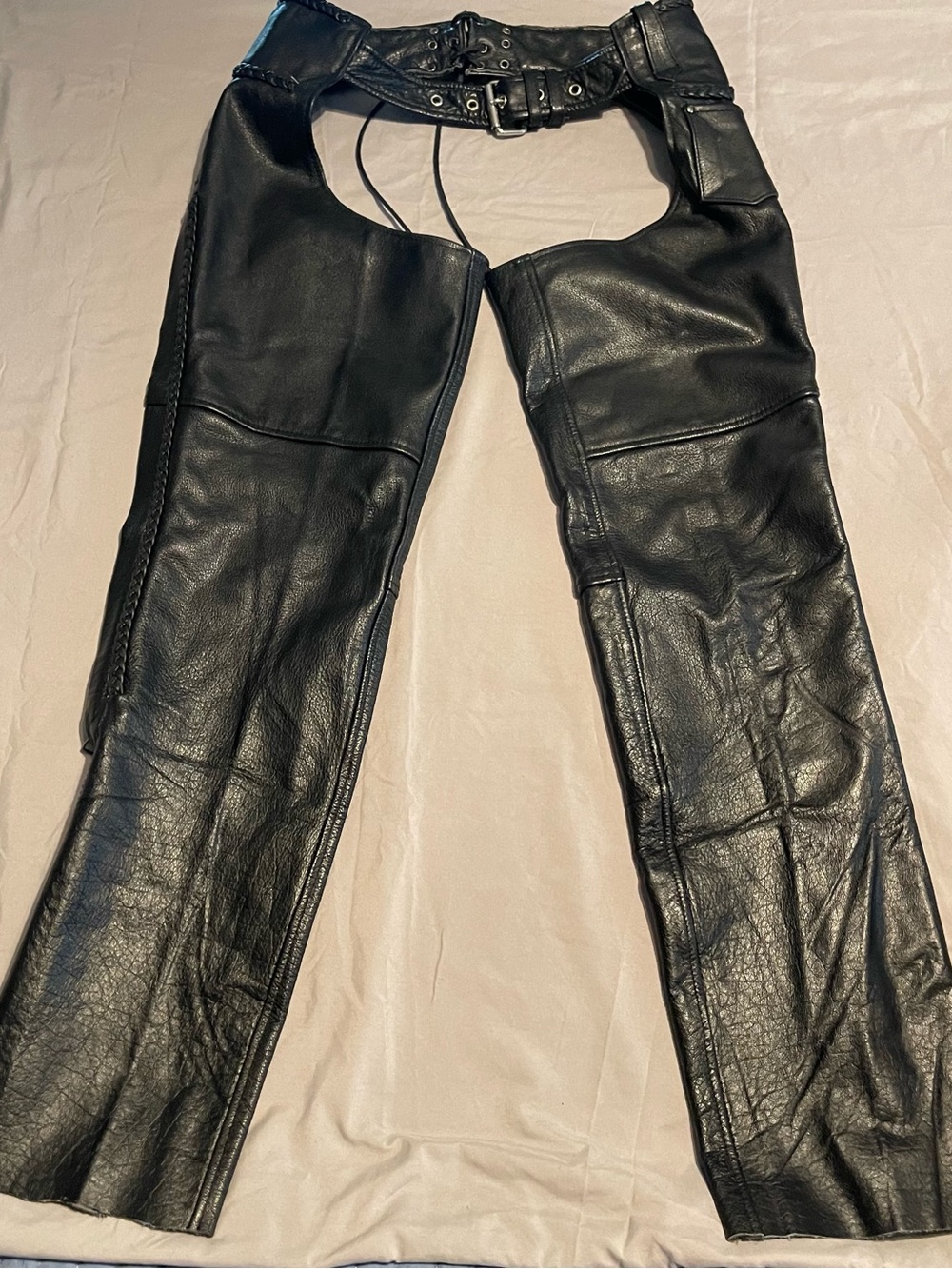 Element Black Leather Bomber-Style Motorcycle Chaps